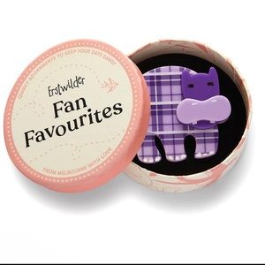 Purple Plaid Hilda Hippo Acrylic Brooch by Erstwilder Limited Edition Recolor